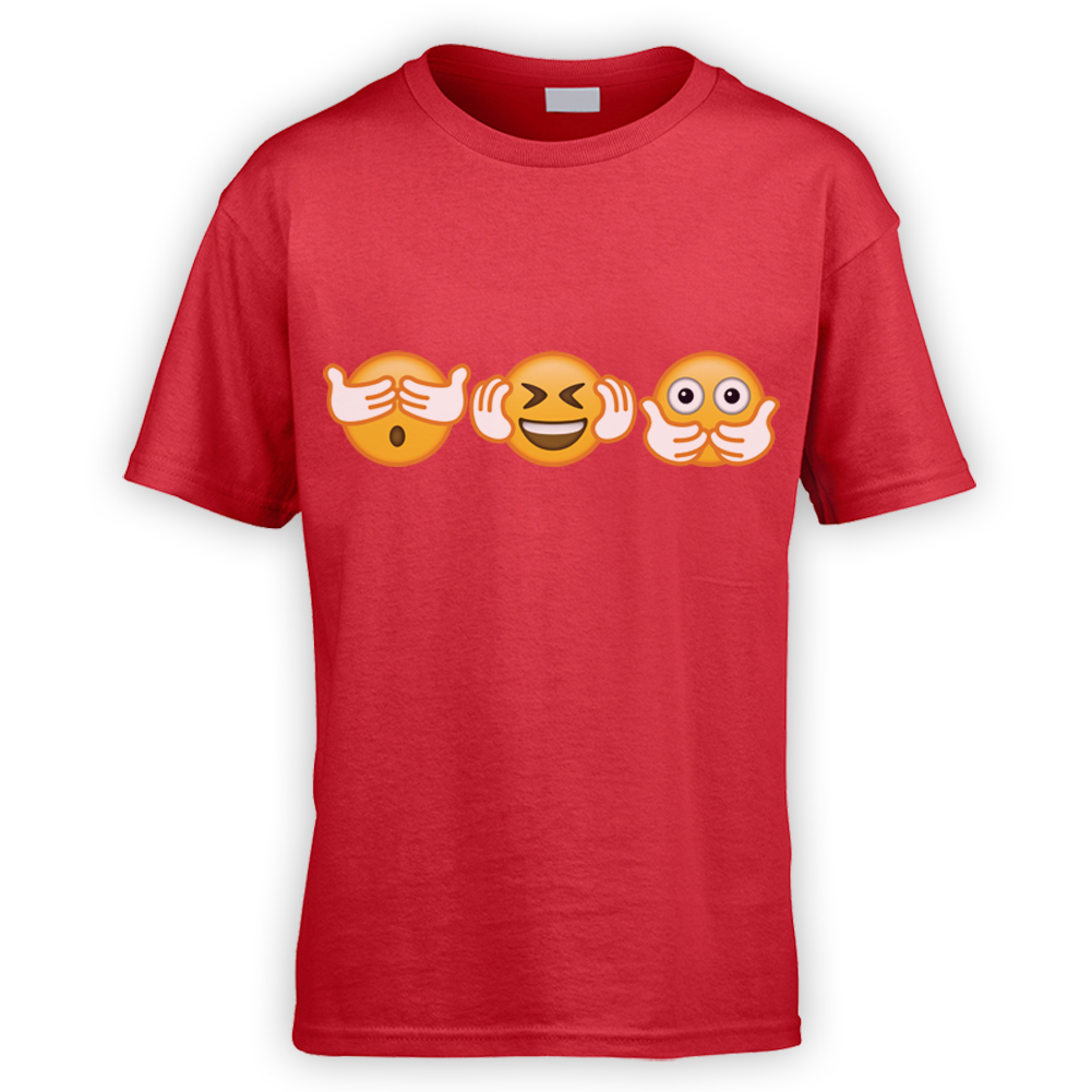 No Evil Emoji Kids T Shirt X10 Colours Gift Funny Meme Idiom