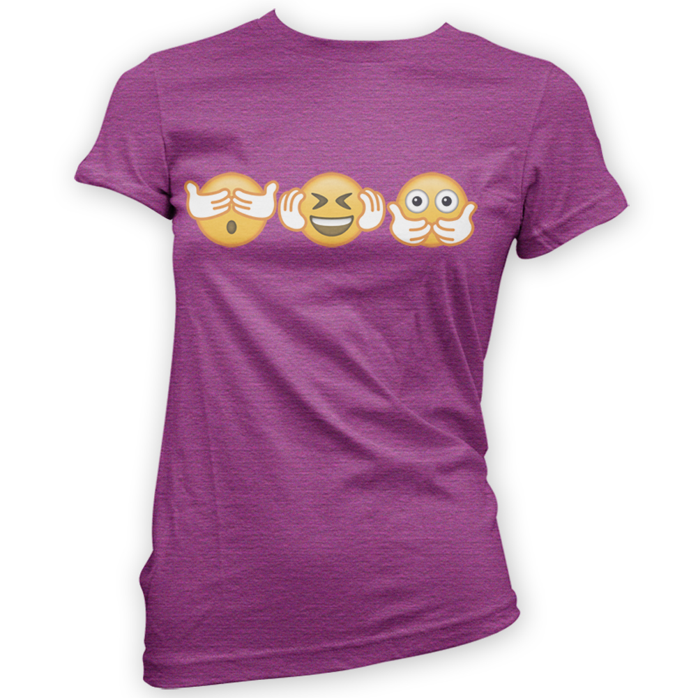 No Evil Emoji Womens T Shirt X14 Colours Gift Funny Meme Idiom